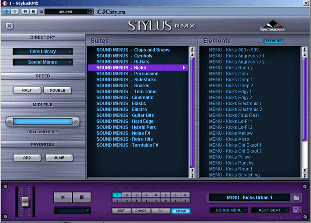    (Sound Menus)  Spectrasonics Stylus RMX