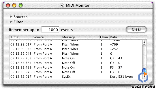 ������� Snoize MIDI Monitor 1.2.1